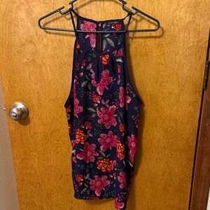 Papermoon Navy Halter Camisole with Pink & Orange Floral Print